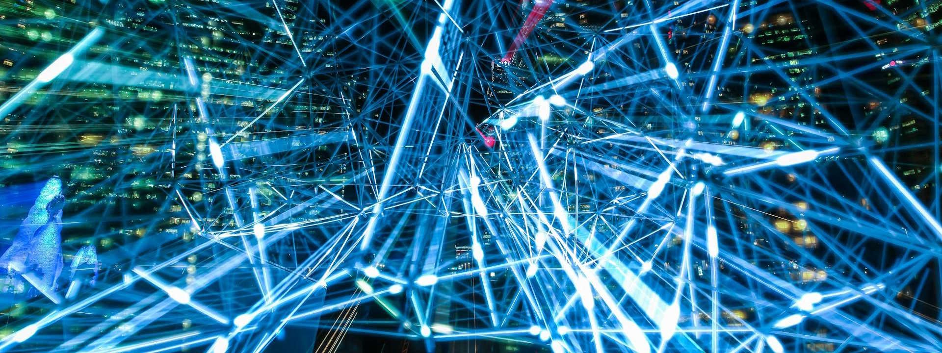 An abstract display of interconnection between neuron-ish nodes.